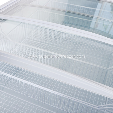 Large capacity curved glass door chest display freezer